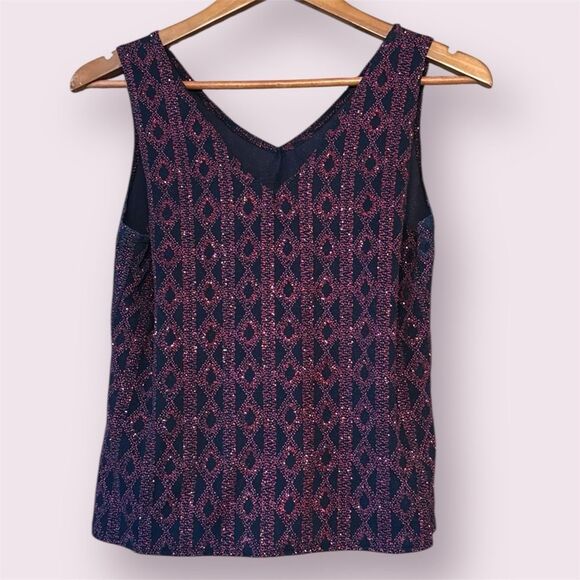 JUMP APPAREL Vintage 90s Black & Red Sparkle Tank Top - Picture 1 of 10